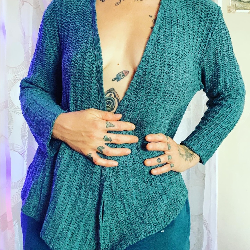 mermaid woven net wrap cardigan in the most aquamarine blue ever!